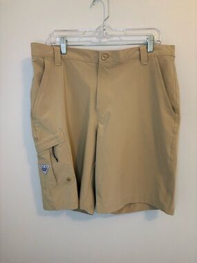 Columbia PFG Fishing Shorts Tan Cargo Men’s 36 Performance